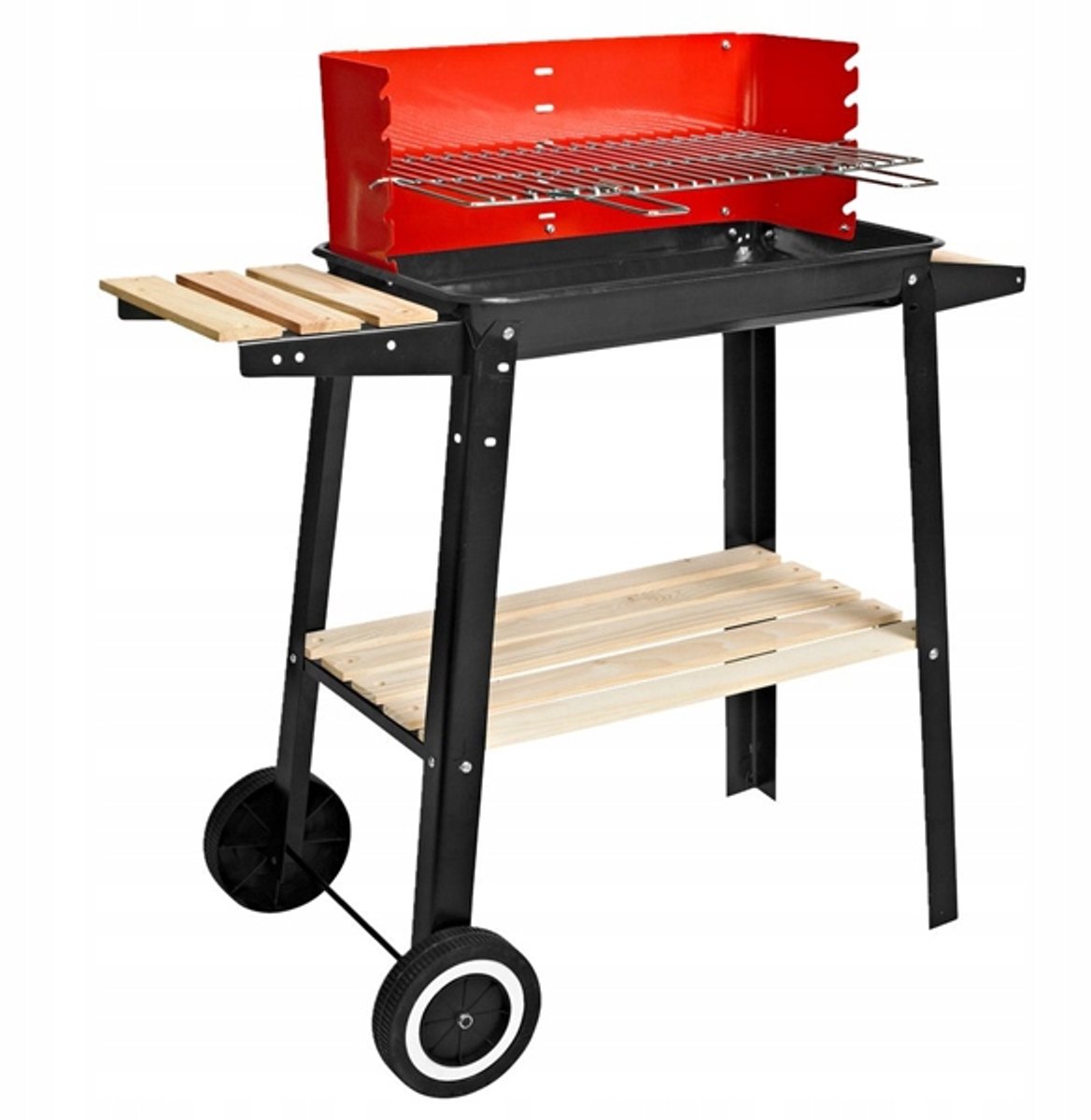 HOUTSKOOLGRILL 85x33x80cm Geëmailleerd met plank en wielen