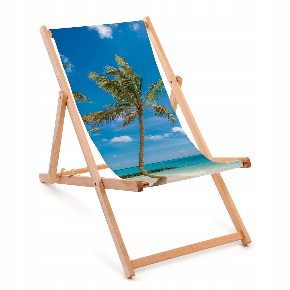 Luxe Houten Loungestoel met Fullprint Tropisch Design - Opvouwbaar