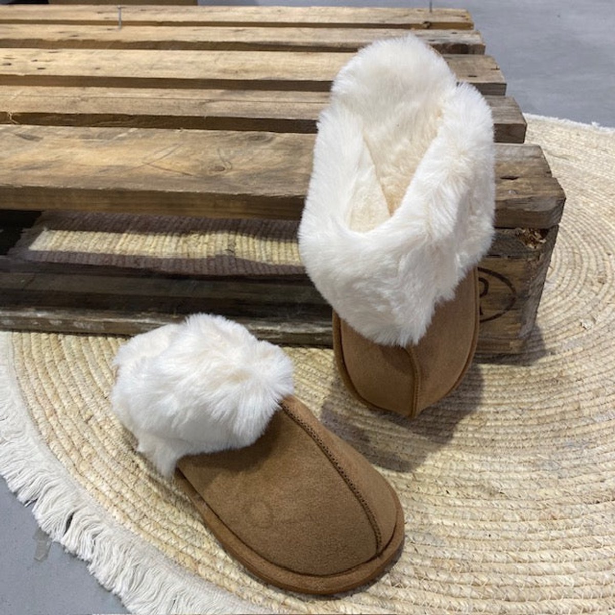 Cozy pantoffels dark camel Camel / 40