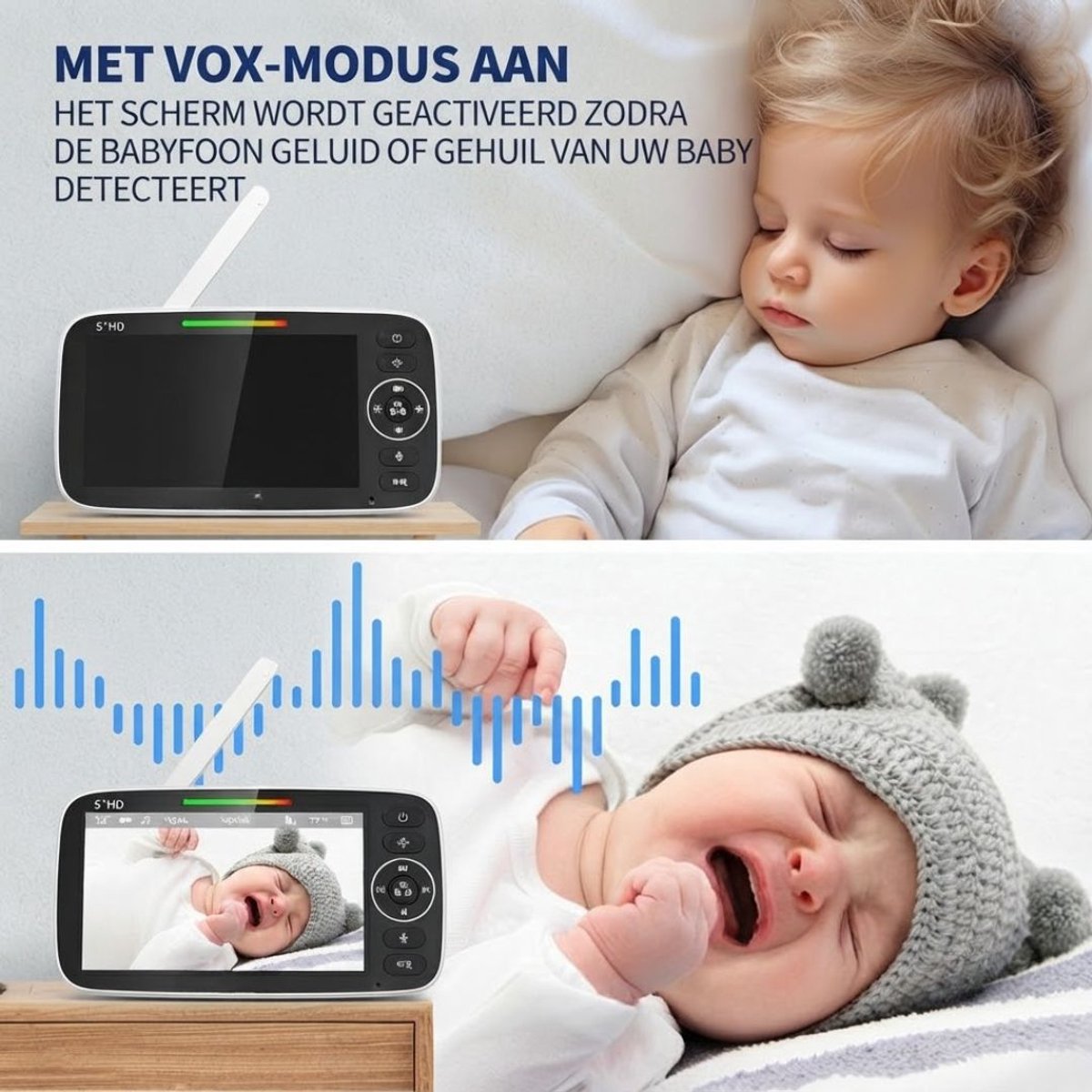 SP® Babyfoon - Baby Monitor - Babyphone - Babyfoon met Camera - Wit - 10cm x 12cm x 17cm
