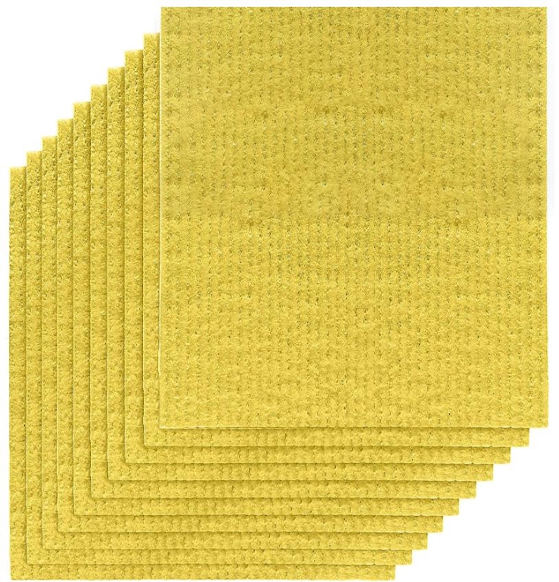 Vaatdoek - 10 stuks - Vaatdoekjes - Zweedse vaatdoeken - biologisch afbreekbare poetsdoeken - plasticvrije poetsdoeken - Eco-vriendelijke herbruikbare vaatdoeken - vaatdoeken - 20 x 18 cm - herbruikbaar en absorberen - droog snel - geurloos - Geel