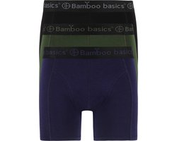 Bamboo Basics Heren Bamboe Boxershorts Rico (3-pack) - Navy, Army & Zwart - Ondergoed Heren - Boxershort Heren Lange pijp - Maat M