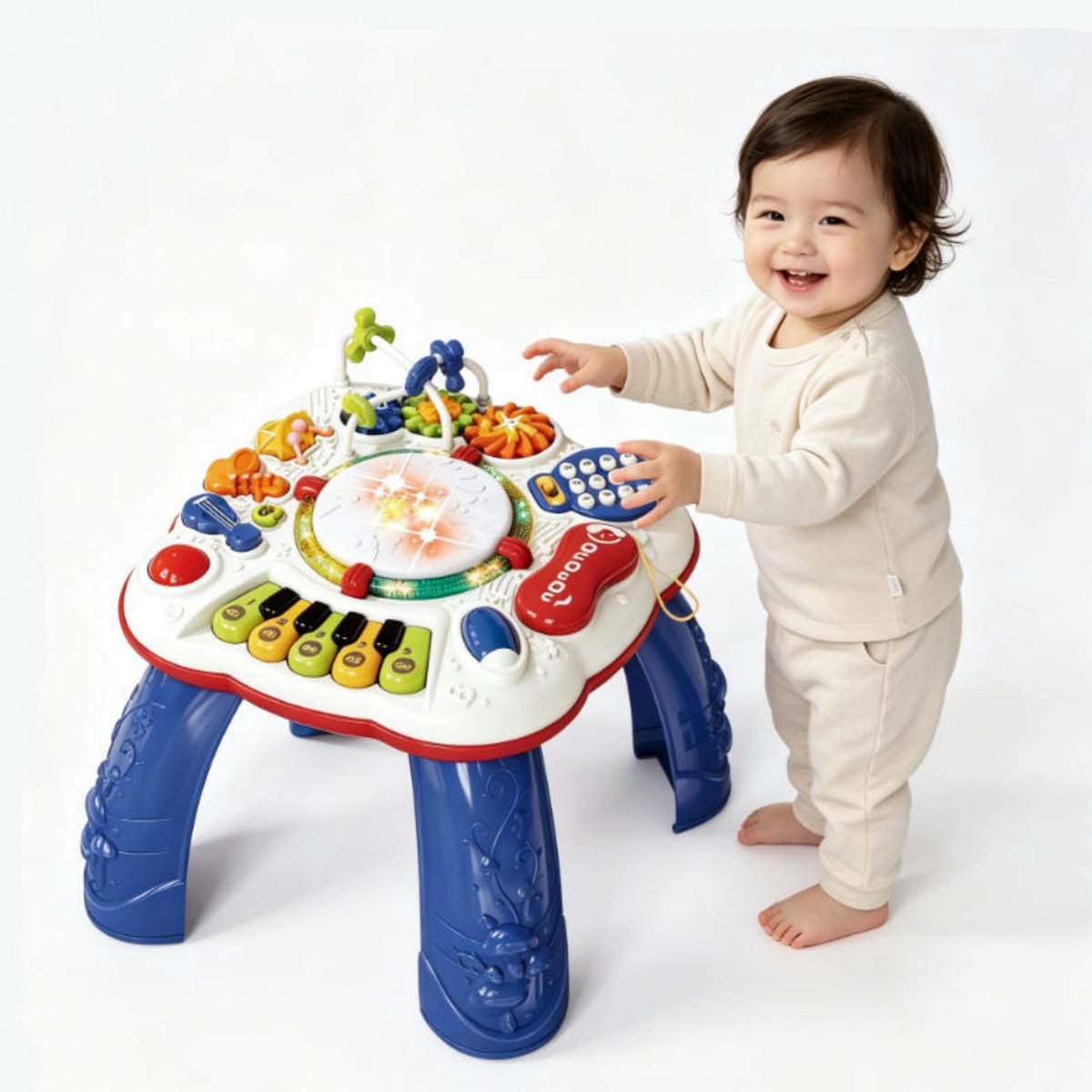 Babyactiviteitencentrum en interactieve speeltafel, meegroeiend muzikaal activiteitencentrum voor baby's en peuters van 6-12 maanden, babyactiviteitencentrum speelgoed voor jongens en meisjes van 1, 2 en 3 jaar