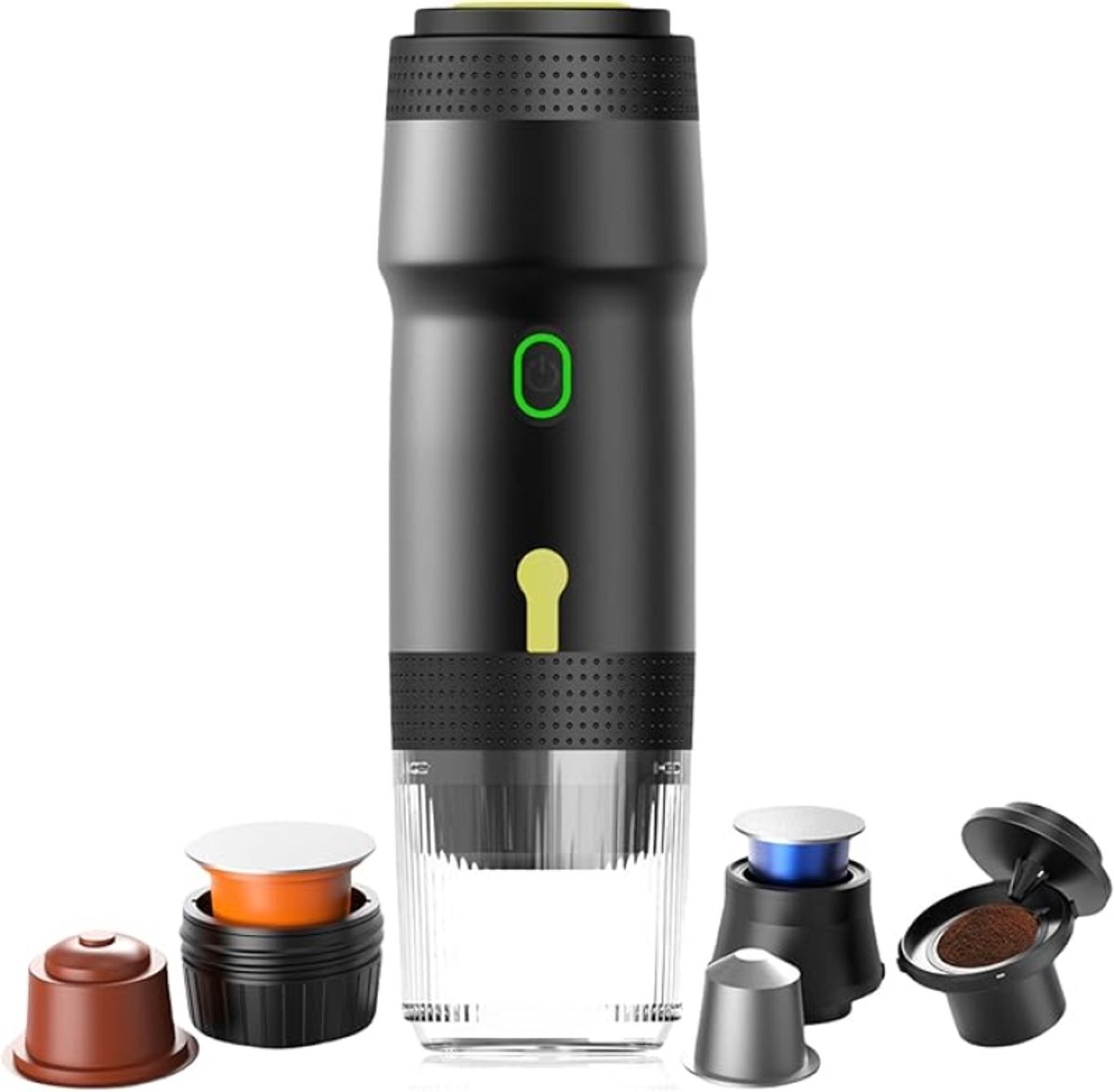 Velqon Draagbare espressomachine 3-in-1 mini koffiezetapparaat met accu voor gemalen koffie en capsules camping en reis