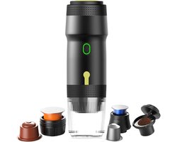 Draagbare espressomachine 3-in-1, mini koffiezetapparaat met accu, voor gemalen koffie en capsules, camping en reis