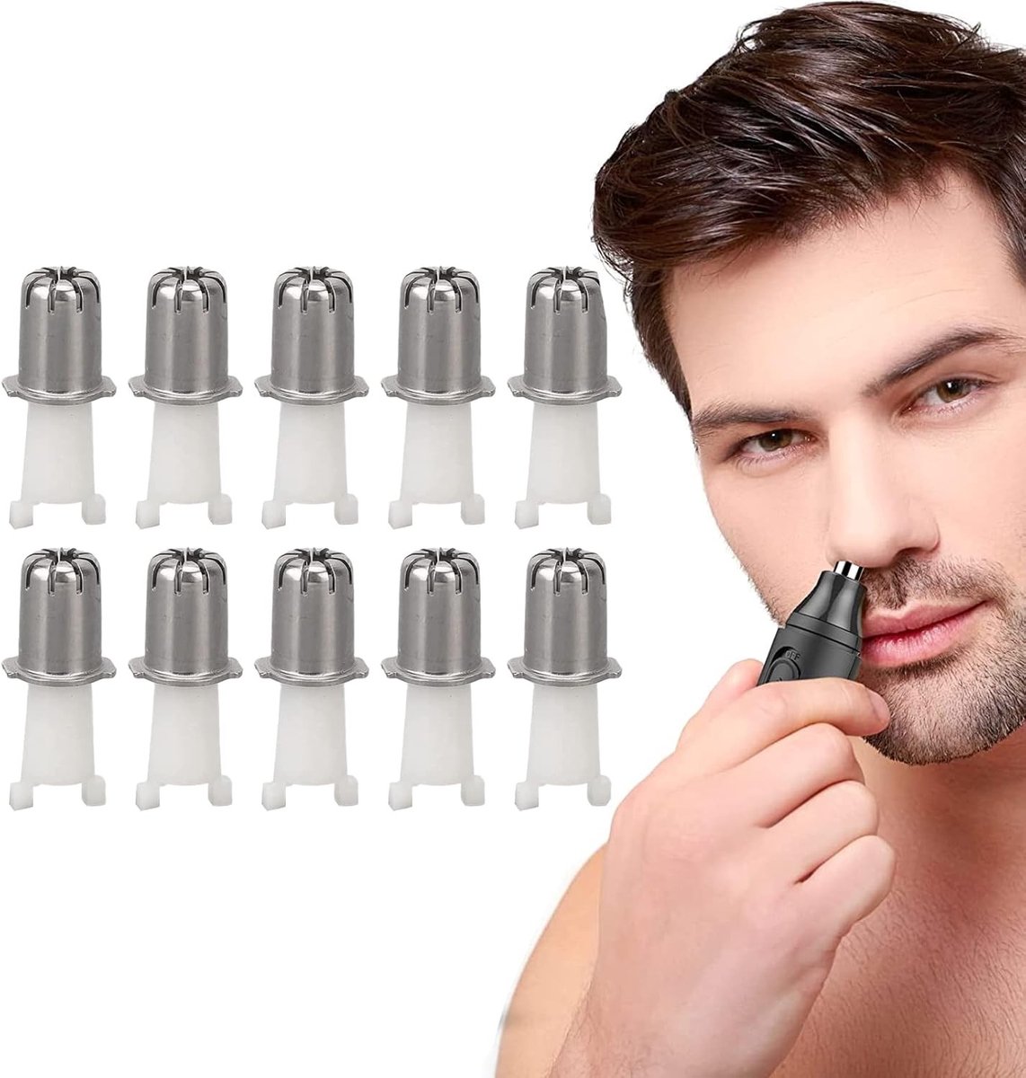 Nose Clipper Vervangingshoofden, 10 Stuks Universele Oor- en Neusknipper, Elektrische Neus- en Oorknipper met 360° Draaibladen en Dubbele Snijkanten