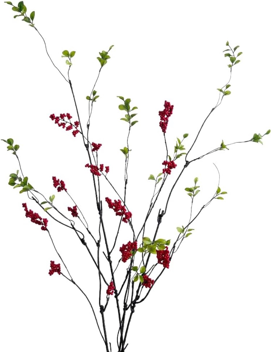 Artificial Berries and Eucalyptus Stems Set for Fall Long Stem Fall Branches for Vase, Orange Artificial Berries Fall - ShopVlot