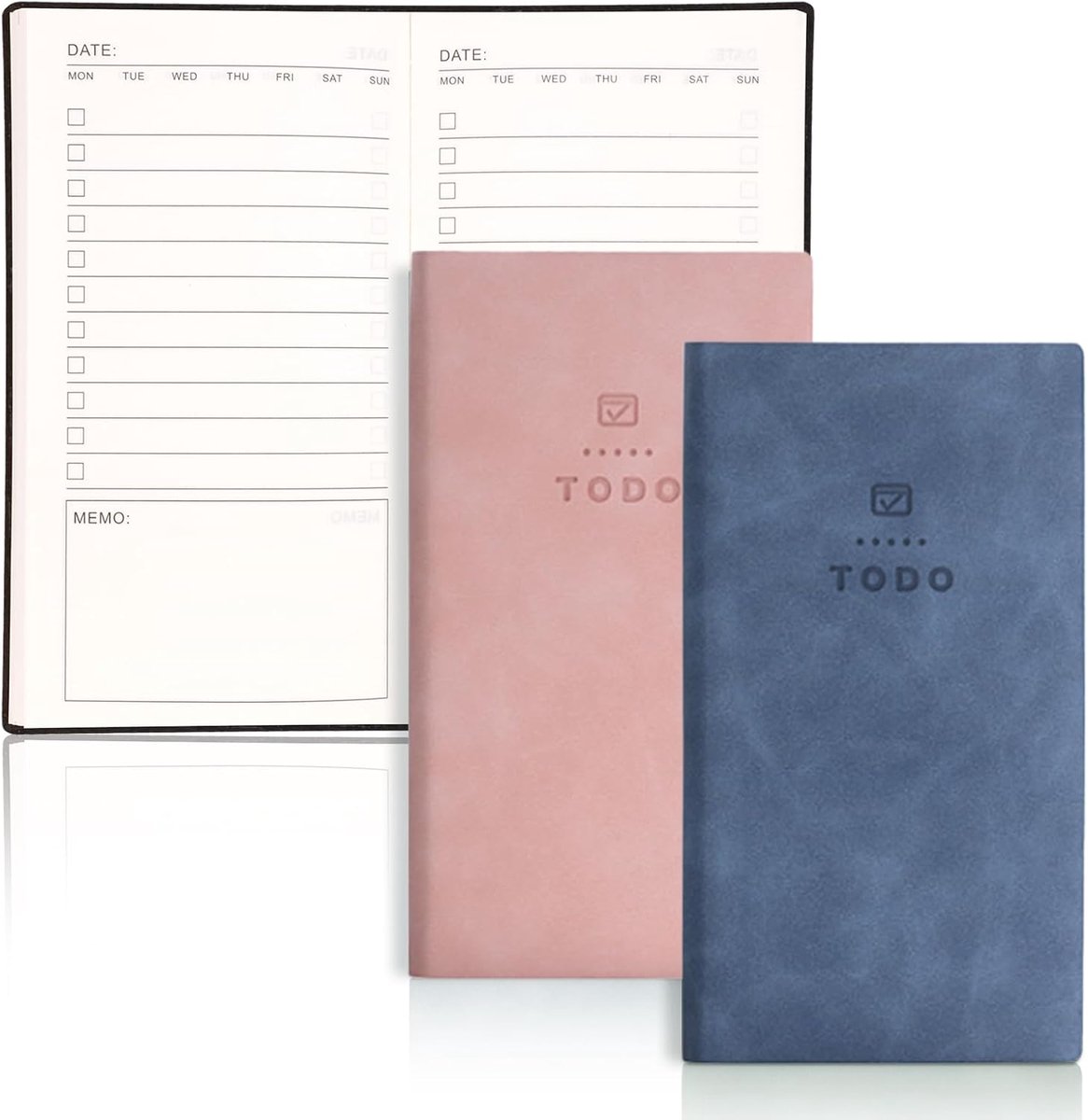 IBEQUEM 2 stuks A6 ongedateerde planner, weekplanner met to-do-lijst, weekdoelen, notitieboek, persoonlijke memo - ShopVlot