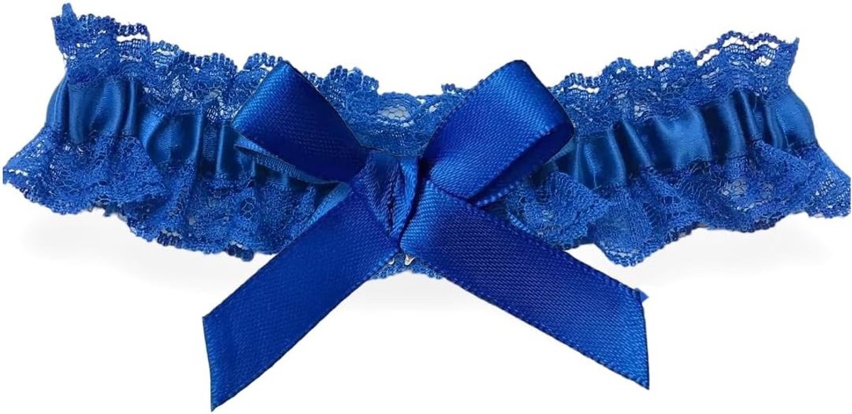 Elegante Blauwe Garter voor Bruiloft, Verloving en Vrijgezellenfeest - Elastische Tailleband met Stijlvolle Afwerking