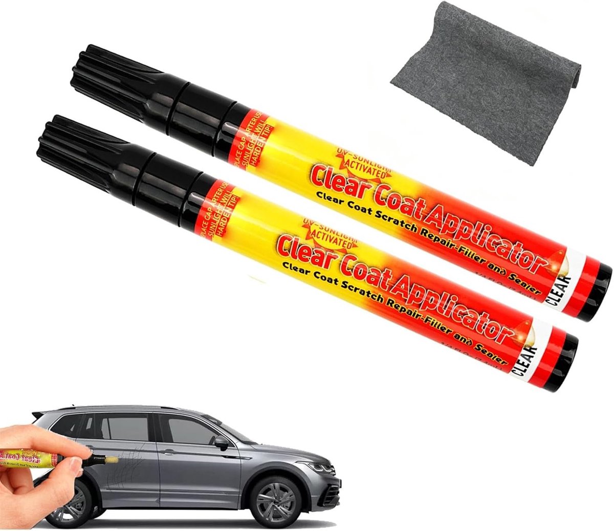 Krasverwijderaar en reparatiestift voor autokrassen, universele applicator voor lakherstel, 2 stuks voor kleine beschadigingen en compatibel met de meeste voertuigen