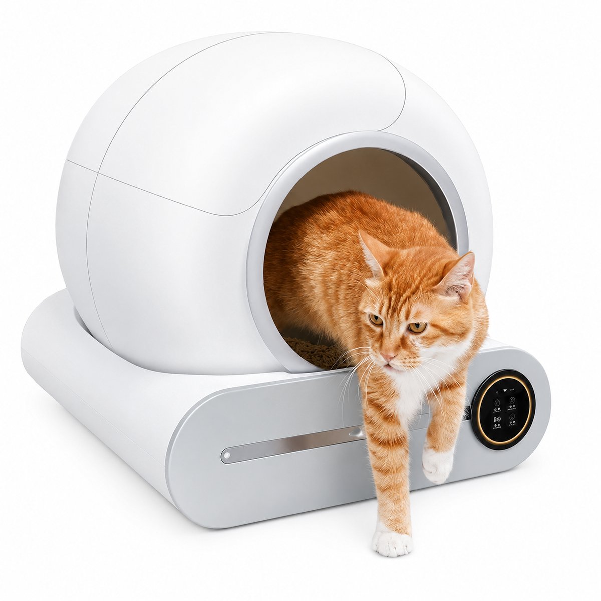 DPLUNIQ Kattenbak - Hondentoilet - Hondenbak - Kattentoilet - Automatisch - 65L - 2.4GHz Wifi - Kunststof - 48x51,6x50,5cm - Wit