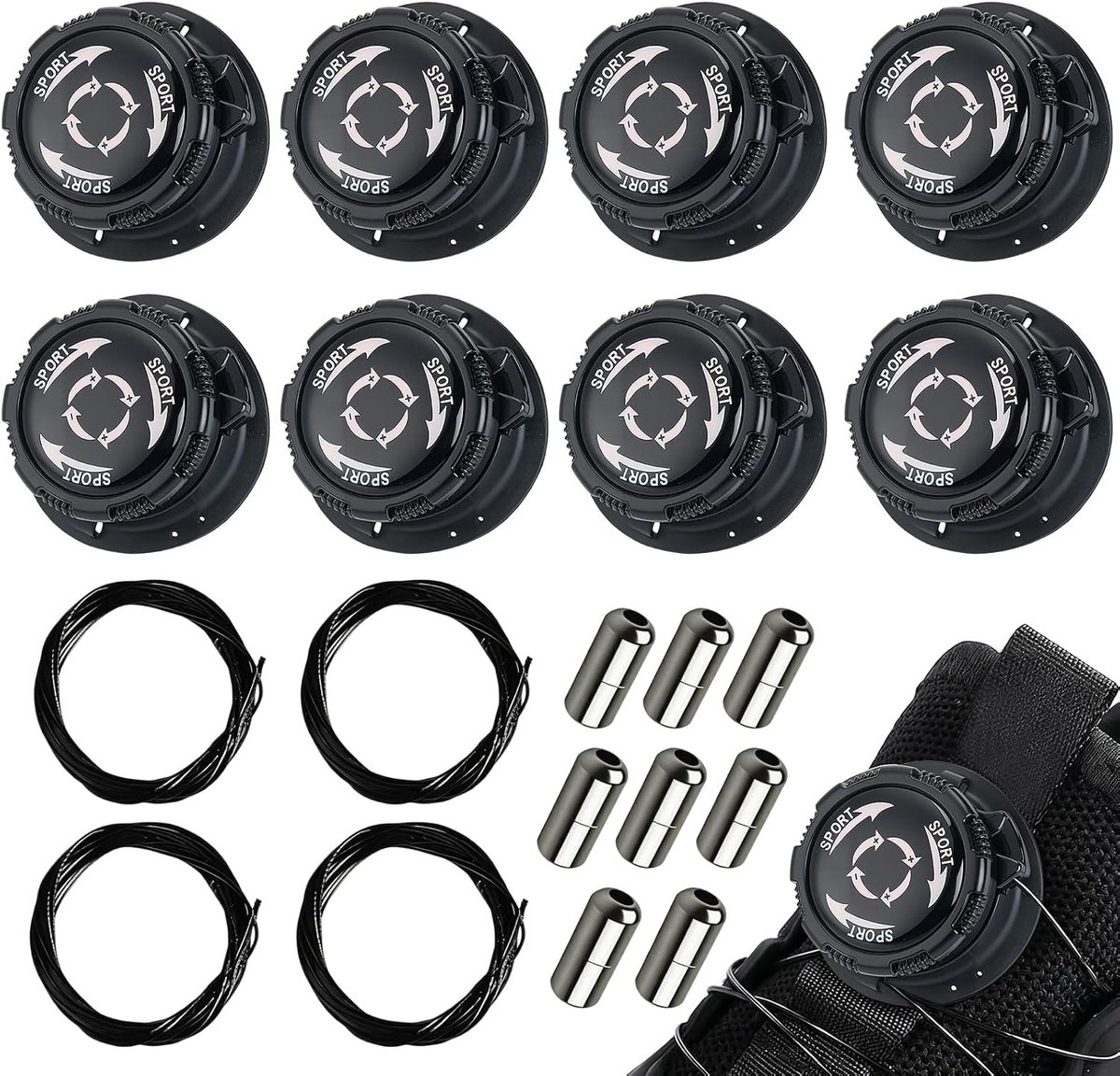 Automatic Lacing, 8 Pieces with Twist Clasp, Shoes, No Tie Shoelaces, Automatic Twist Closure, Lacing, Shoes for - ShopVlot