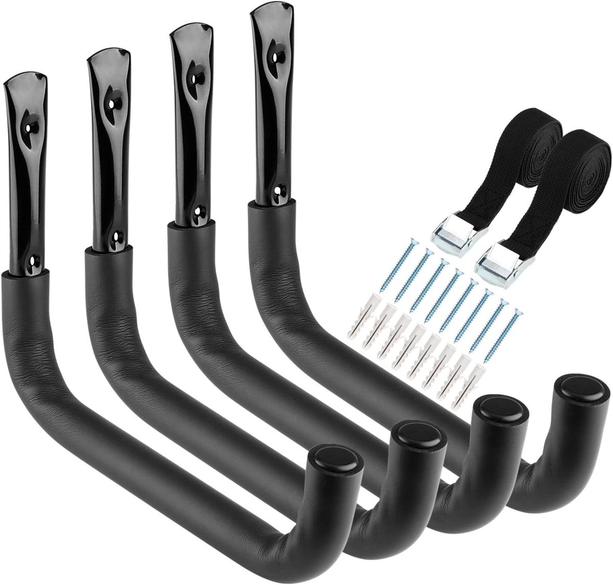 Kayak Hooks for Garage Storage, 39cm Wall Mounted, Surfboard Rack, 4 Pack Heavy Duty Canoe Hanger, Each Hook Max Load - ShopVlot
