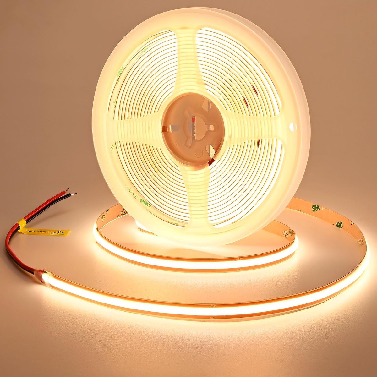 GOMING 24V Cutting To Believen COB LED Strip Warm White 3000K 5M 528LED/M 13W/M 4600lm CRI 93+ Uniform Emission - ShopVlot
