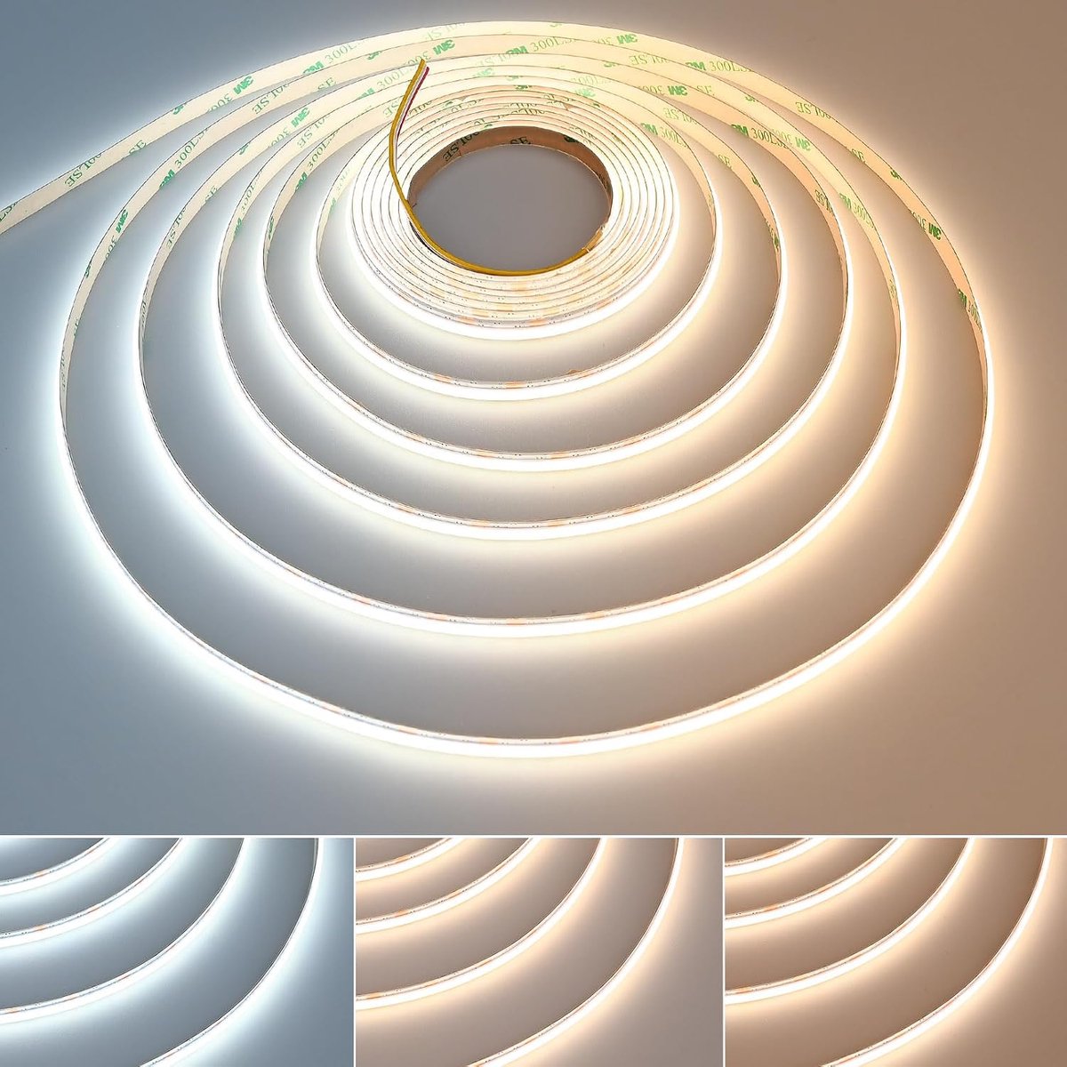 GOMING 24V 10M 3 Pole 8mm Wide CCT Tunable White COB LED Strip 2700-6500K 576LED/M CRI 93+ IP20 Non Waterproof LED - ShopVlot