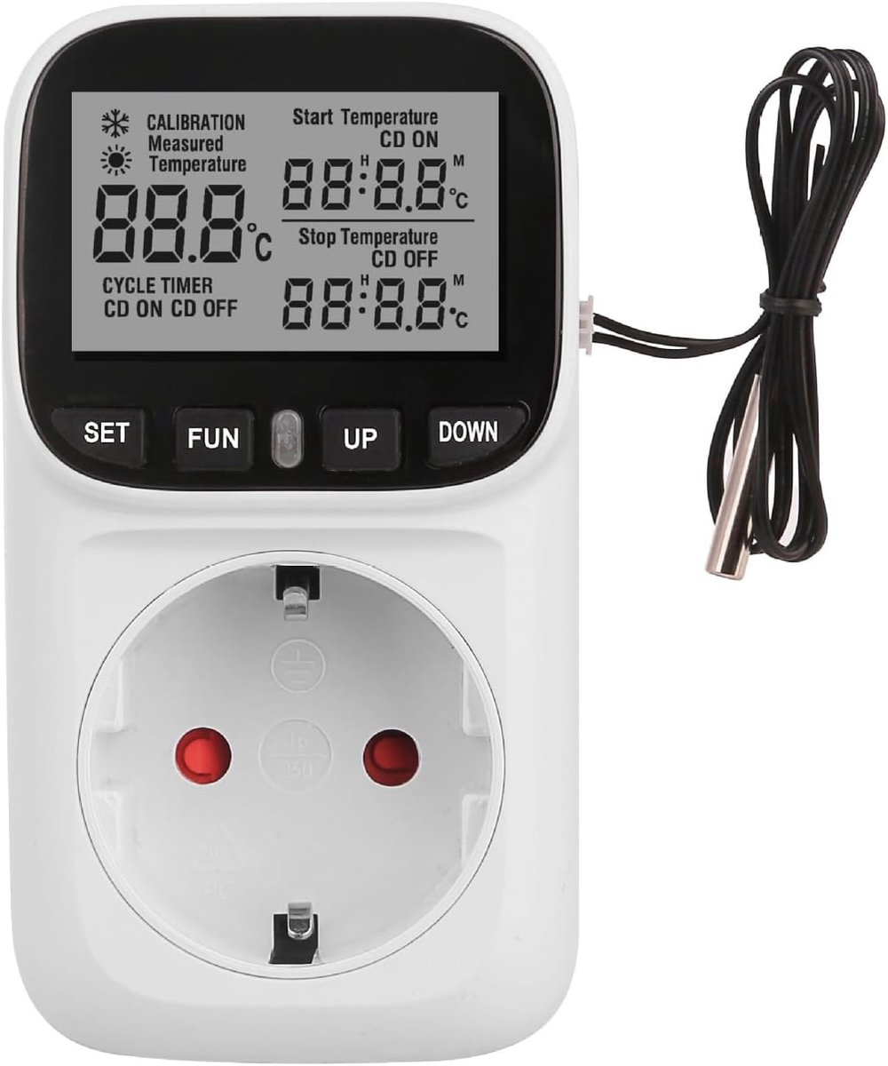 EU/US Plug Thermostat, Temperature Control Thermostat for Climate Technology, Pedestal LCD Digital Display - ShopVlot