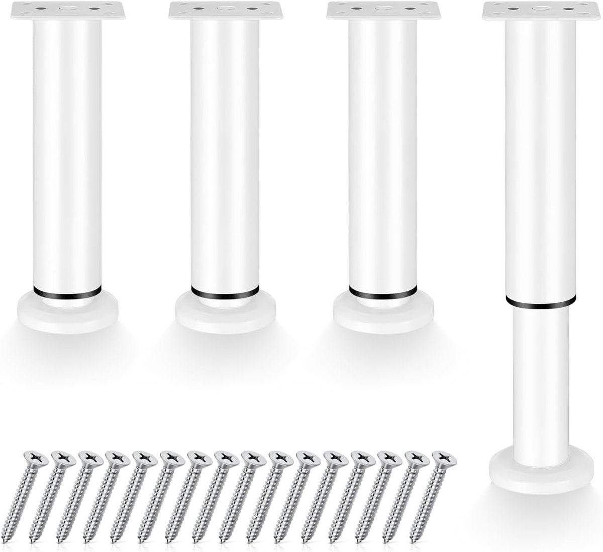 4pcs White Furniture Legs Adjustable 18-30cm Height Adjustable Bed Legs Metal Furniture Legs Cabinet Legs Adjustable - ShopVlot