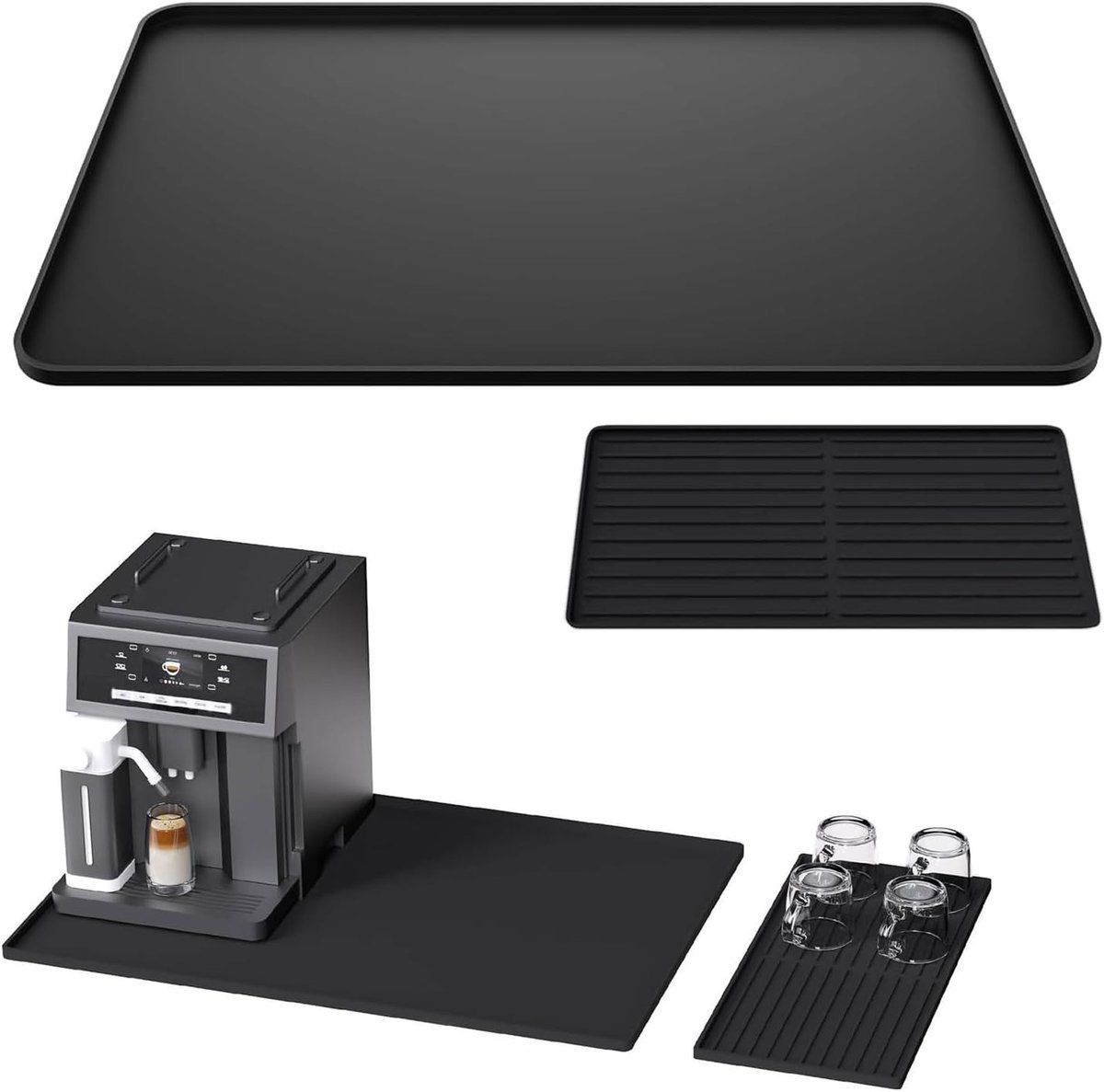 Coffee Maker Draining Mat Silicone 40 x 60 cm, Coffee Machine Silicone Mat with 19 x 40 cm Draining Mat, Sink Drying - ShopVlot