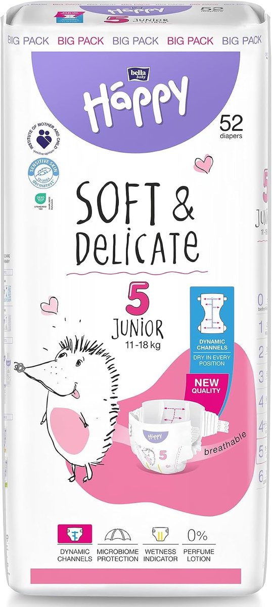 Bella Baby Happy - Junior Maat 5 (11–18 kg) - Ultrazachte en Sterk Absorberende Babyluiers - ShopVlot