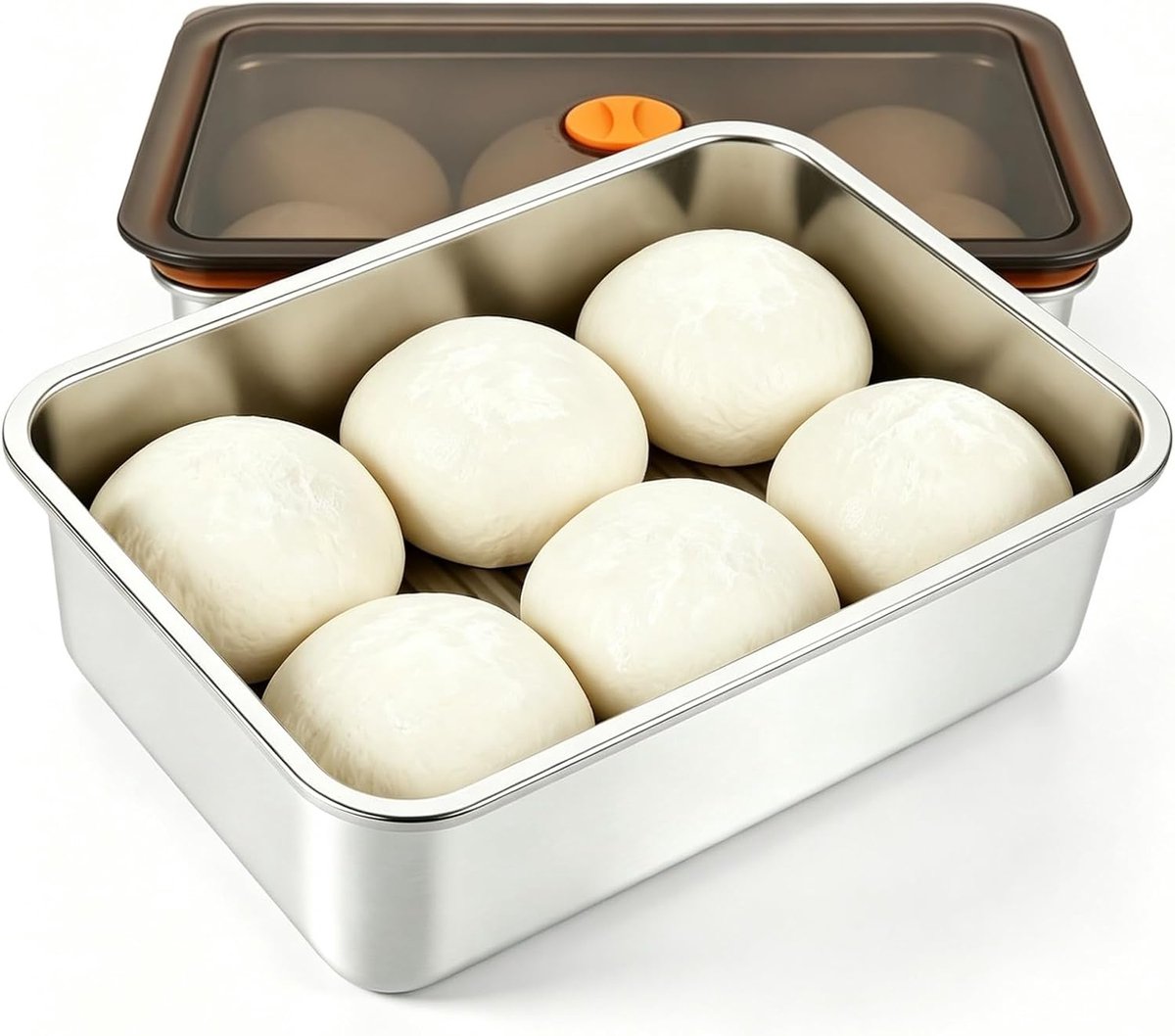 Pizzaballenbox met deksel, pizzaballenbox van roestvrij staal, 30 x 21 x 8,5 cm, pizza-gistbox met deksel, 4200 ml - ShopVlot