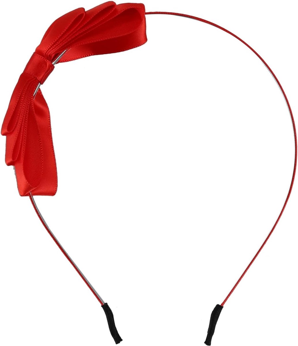 Spacesea hair band soft elastic bow headband hair accessories for kids adults red - ShopVlot