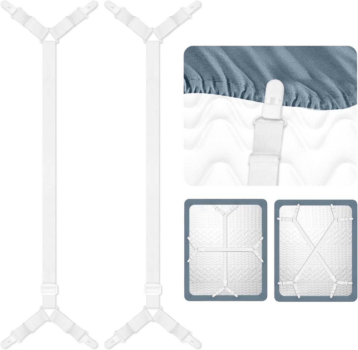 Bed Sheet Clips, Pack of 2 for Attaching Fitted Sheets, Mattress Protectors, Bed or Sofa - ShopVlot