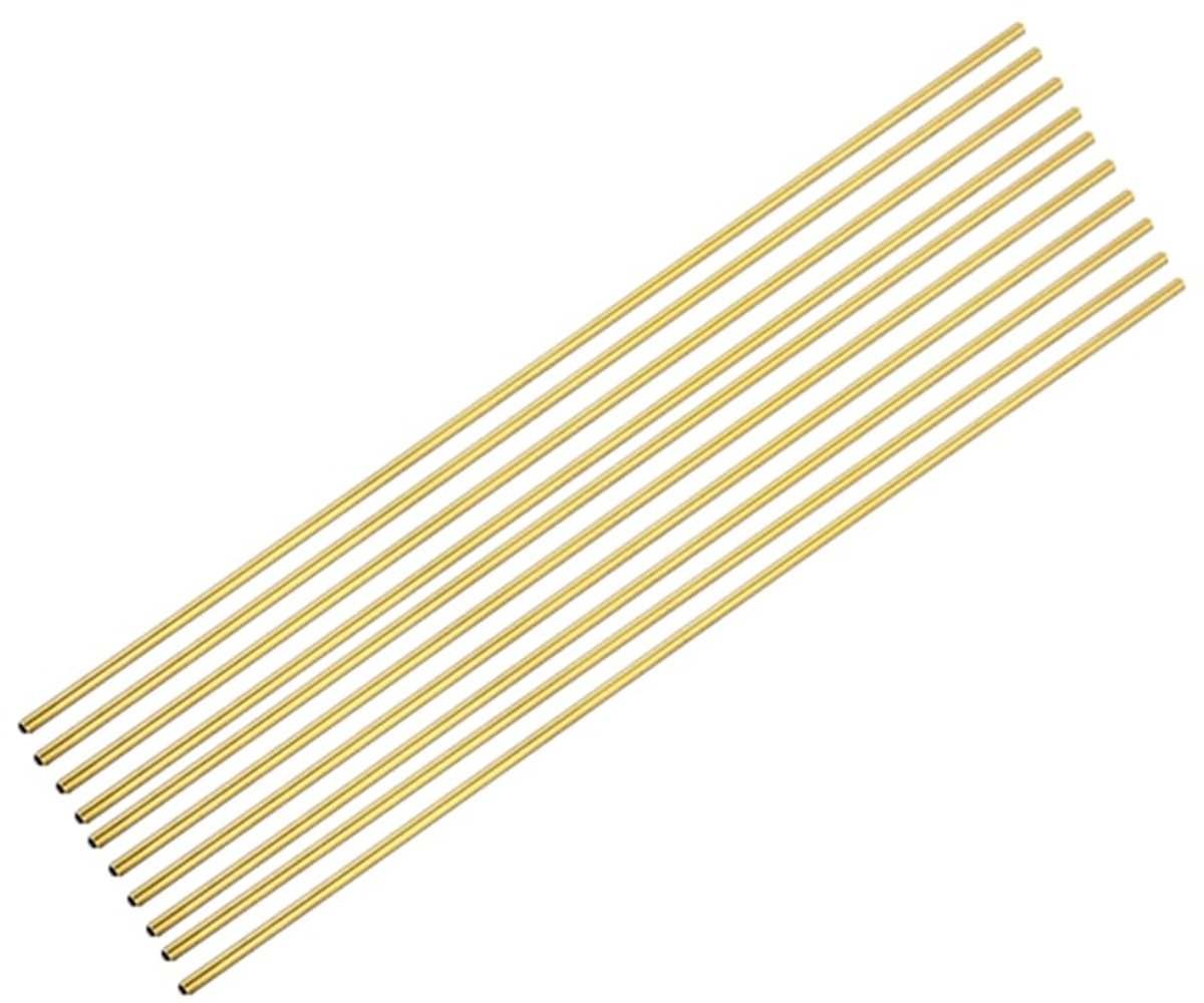 EsportsMJJ Round brass tubes for model making, 2mm outer diameter, 0.5mm wall thickness, 300mm length, 10pcs - ShopVlot