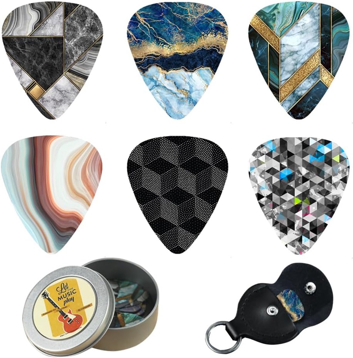 Celluloid gitaarplectrums gitaarplectrums 12 stuks met geschenkdoos - ShopVlot