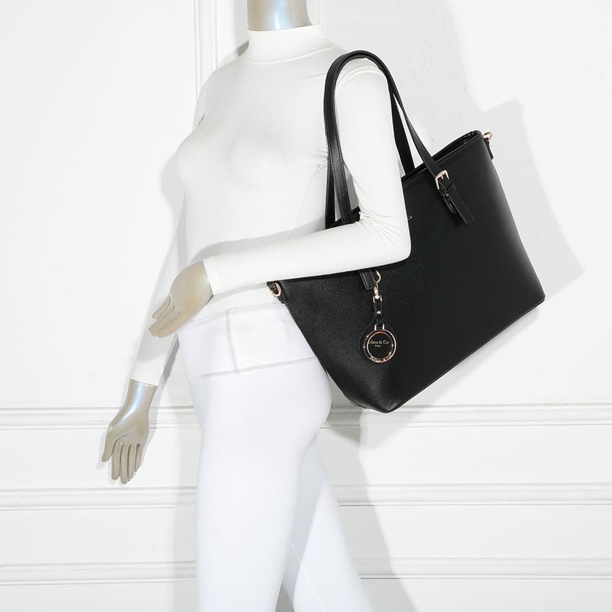 Selma & Co Shopper - Selma Shopper - Women's Shopper - Hand- and Shoulder Bag - Selma & Co - Leatherlook Shopper, Black - ShopVlot