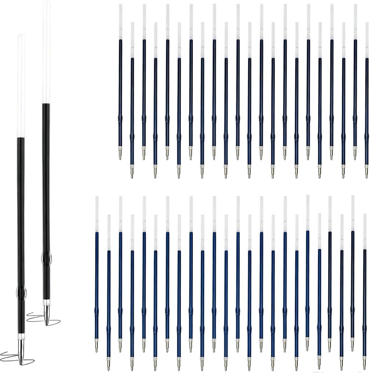 Balpen Navullingen 120 Stuks - Blauw, Zwart - 107mm Lang - Duurzaam en Betrouwbaar voor Notities - ShopVlot