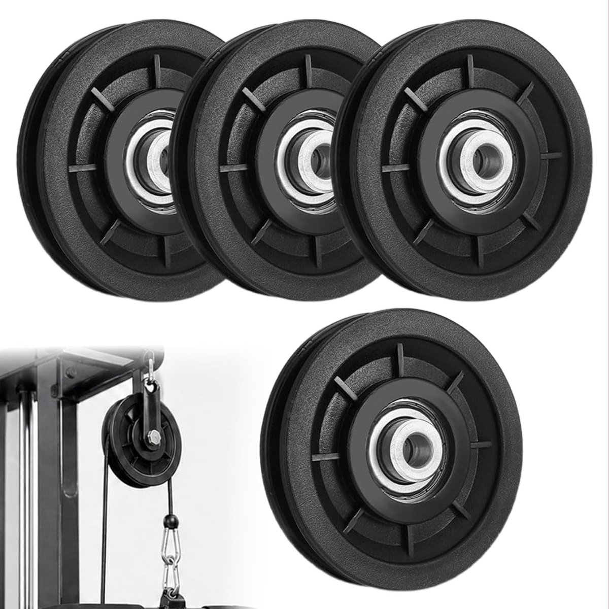 Solidchoice - Set van 4 Kunststof Katrollen voor Fitness en Kabelsystemen