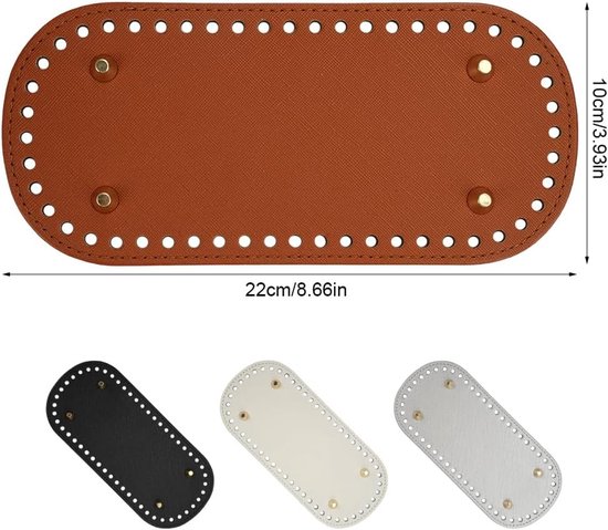 Set van 4 haakjes voor het maken van handtassen, ovalen bodem voor haken, DIY accessoires voor leren tassen en haakprojecten — afbeelding 5