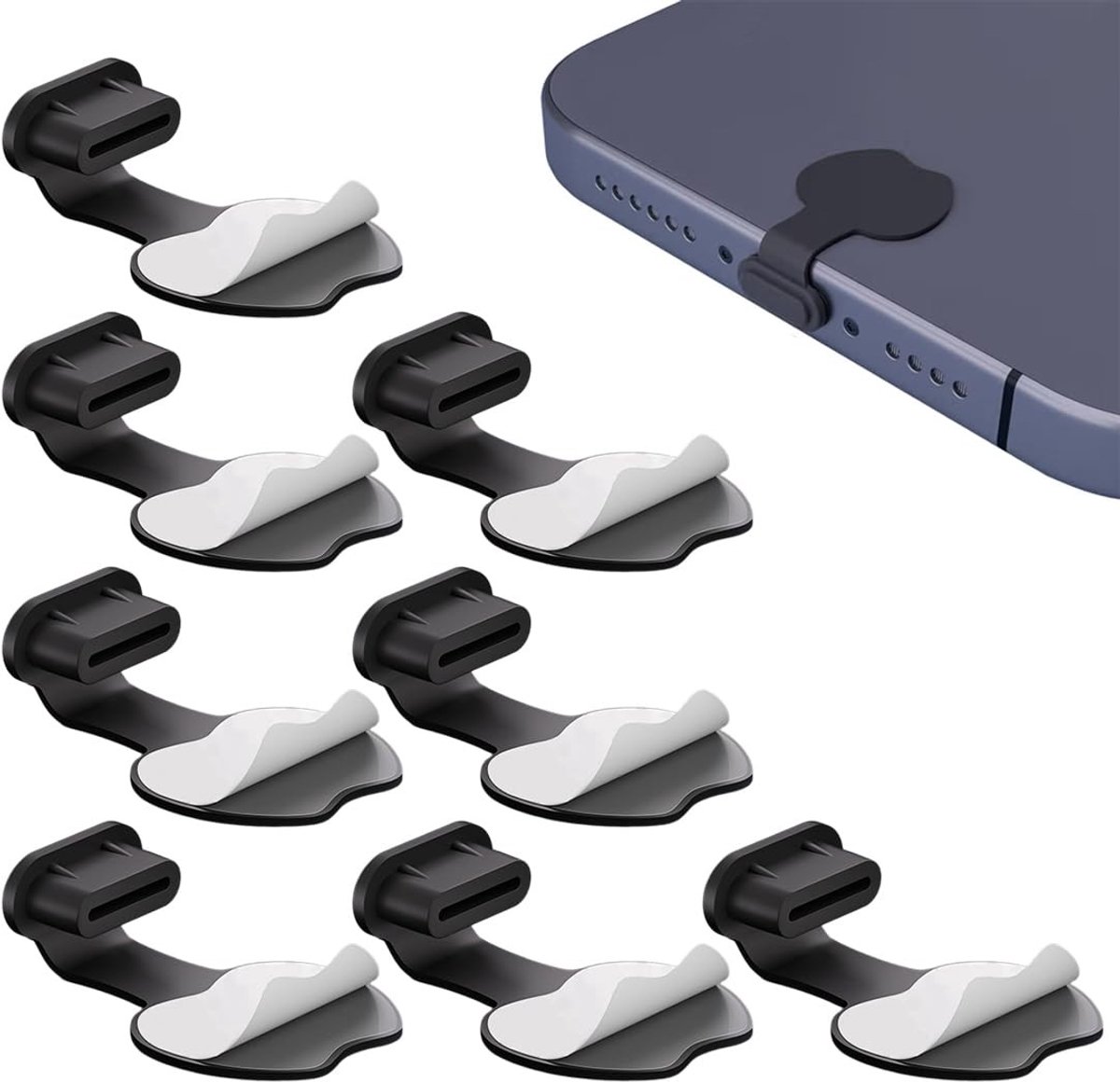 Solidchoice - USB-C Stofdoppen met Verwijderbare Sticker, Set van 8