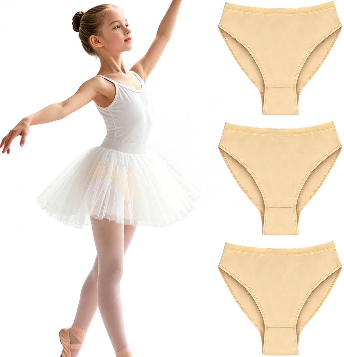 Solidchoice - Set van 3 Meisjes Onderbroeken voor Dans en Gymnastiek