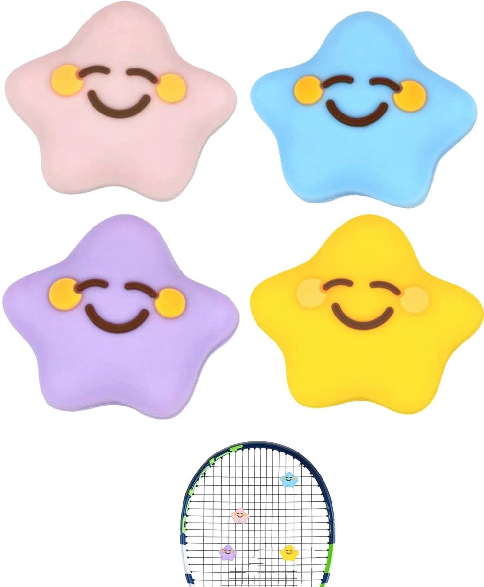 Set van 4 kleurrijke tennisdempers van siliconen, trillingsdempers voor tennisrackets, ideaal voor speelcomfort en armbescherming