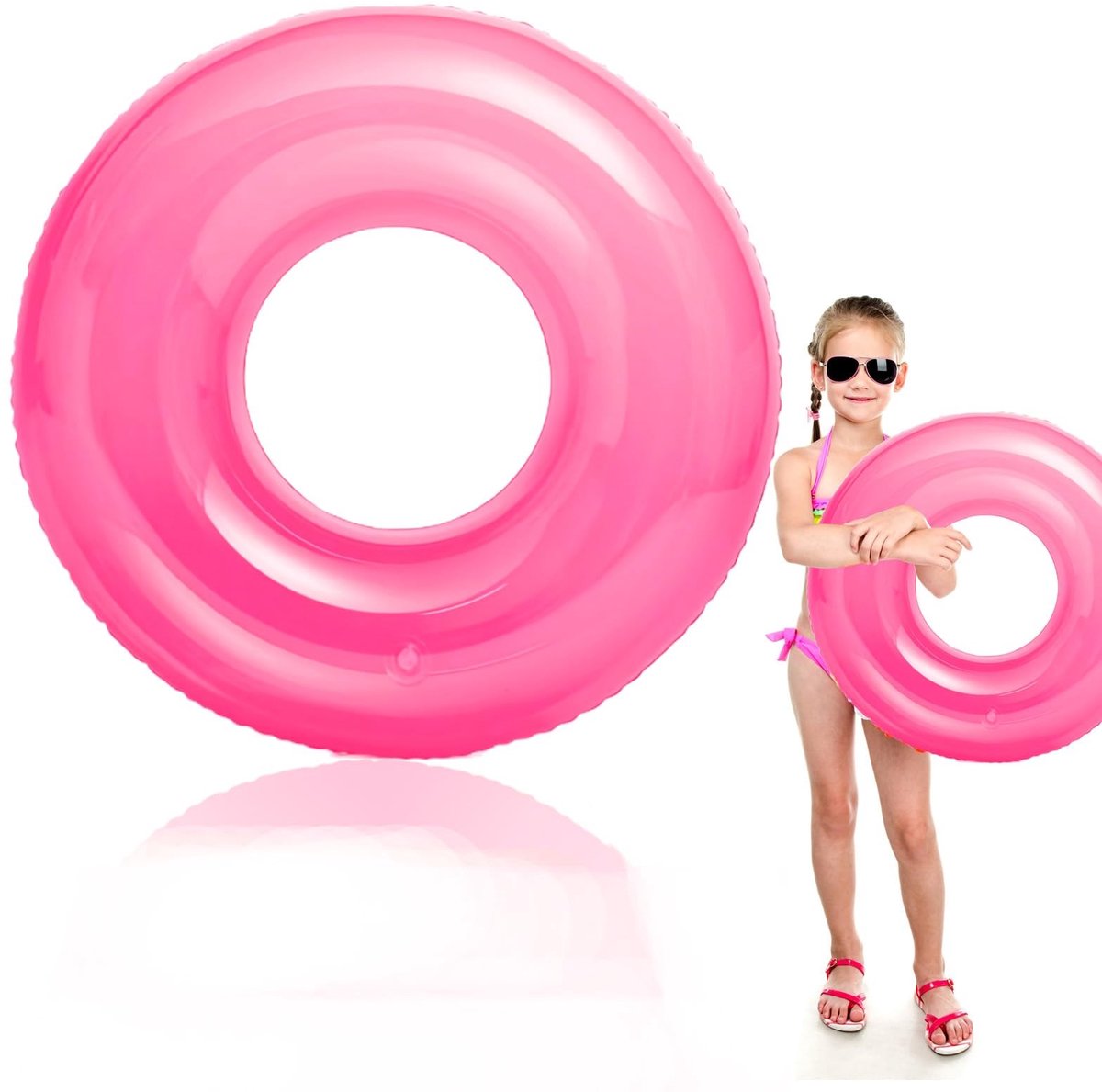 Solidchoice - Opblaasbare Zwemring voor Volwassenen en Tieners, Fluorescerend Roze 70 cm