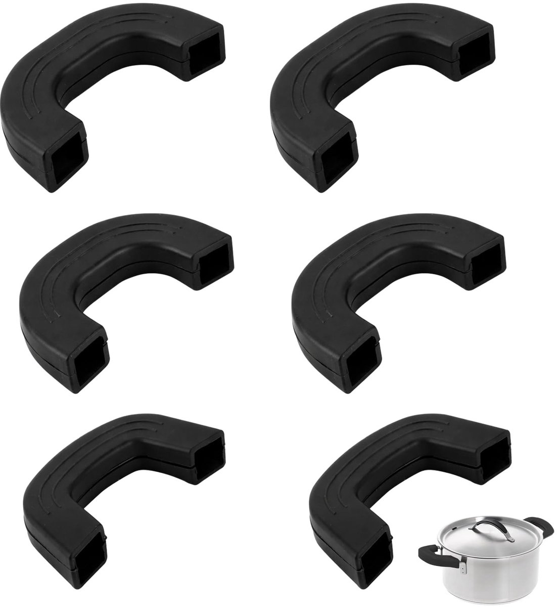 Solidchoice - 3 Pairs Silicone Handgrepen voor Potten en Pannen (Zwart)