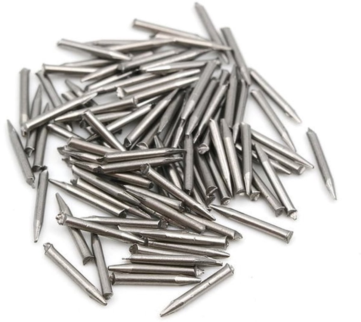 100 x Stalen Pinnen - 1,2 mm Draaddiameter - Met Gesneden Punt Zonder Kop