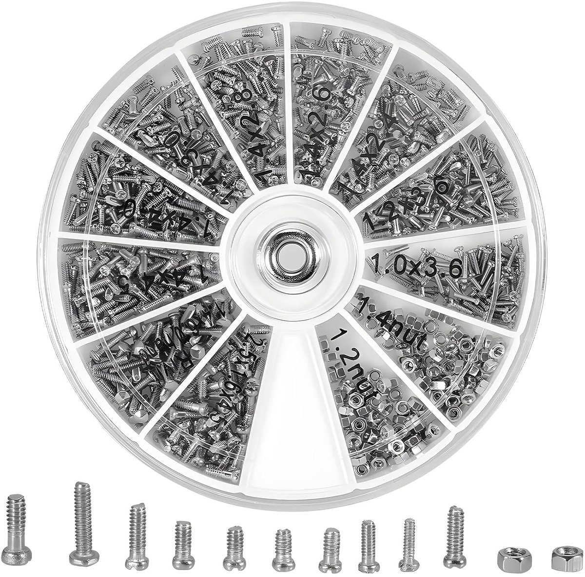 Set van 600 brillenschroeven M1 - roestvrij staal - assortimentskit - ideaal voor reparaties - ShopVlot