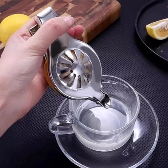 Handpers, RVS Schattige Vorm Slice Squeezer Draagbare Hand Juicer voor Sinaasappel Limoen Granaatappel, (Rond) — afbeelding 5