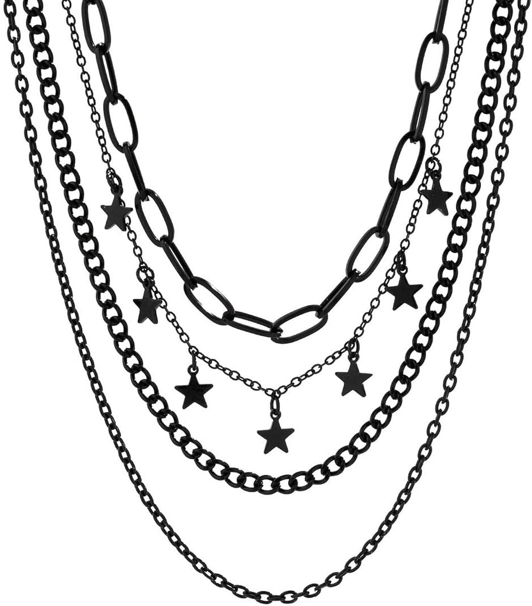 Sterrenketting zwart - meerlaagse choker - gothic stijl - voor een betoverende look - ShopVlot