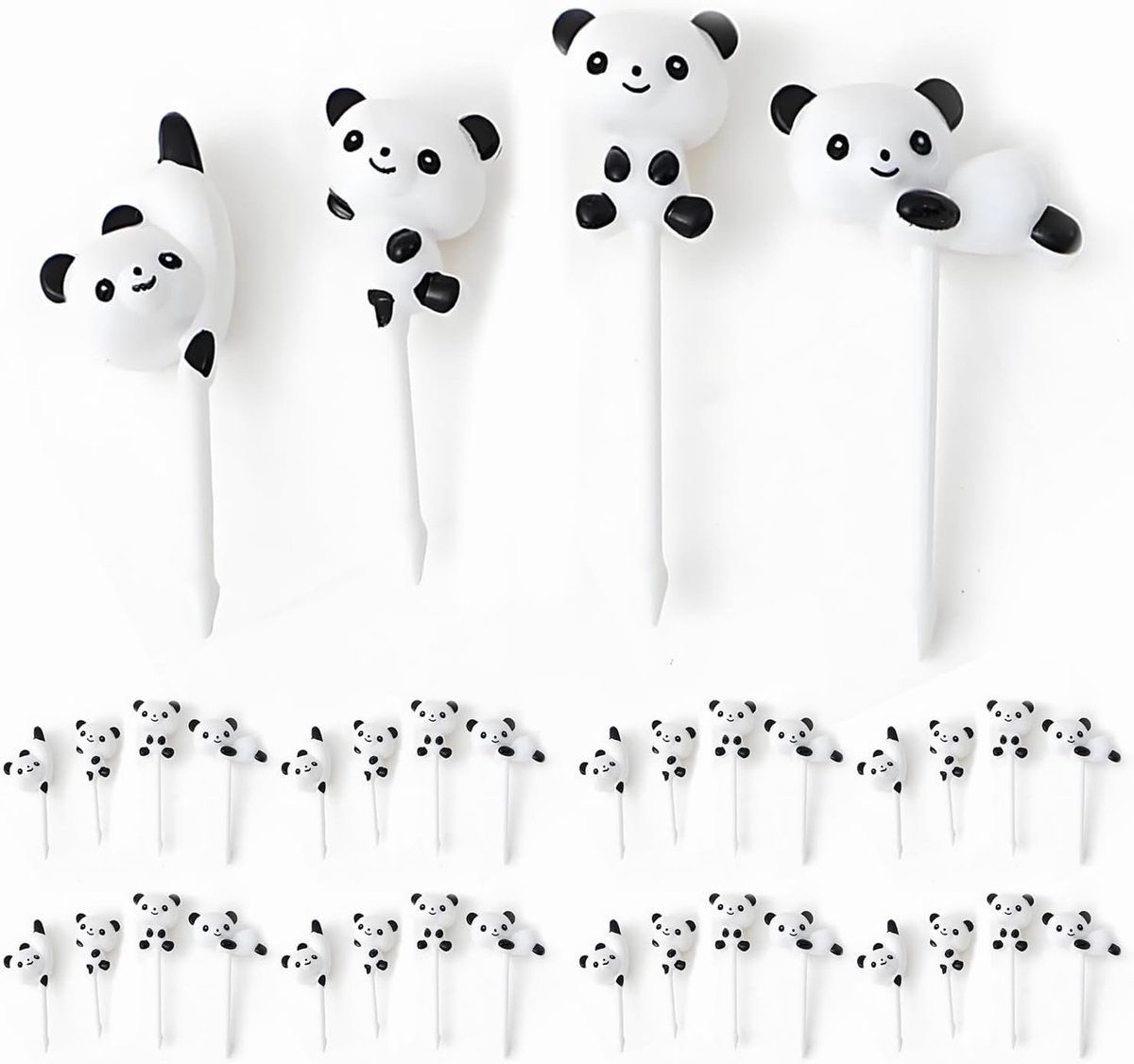 Fruitprikker met panda decoratie - 32-delige set - herbruikbaar plastic - ideaal voor lunchbox - ShopVlot