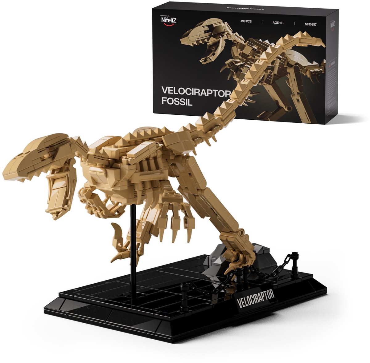 Solidchoice - Velociraptor Fossiel Modelbouwset voor Volwassenen en Verzamelaars