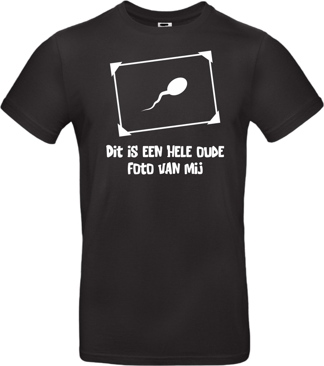 T-shirt zwart met grappige opdruk Dit is een hele oude foto van mij maat S van Shirtmakelaar