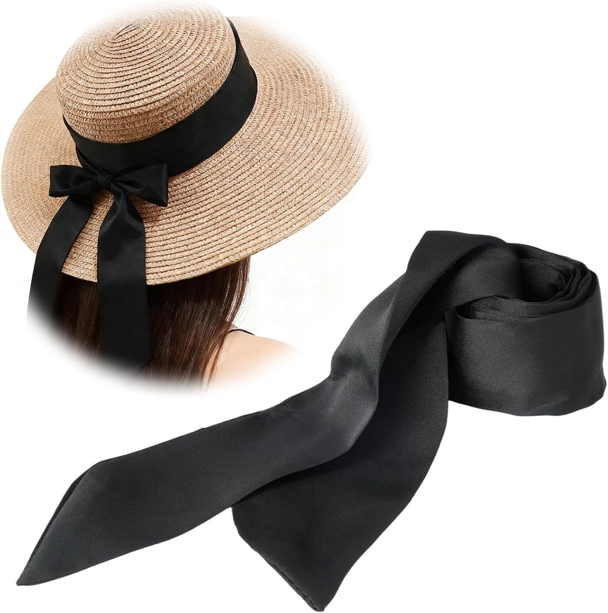 Satin riem dames 5 x 190 cm - zwart - veelzijdig modeaccessoire - elegant voor kleding - ShopVlot