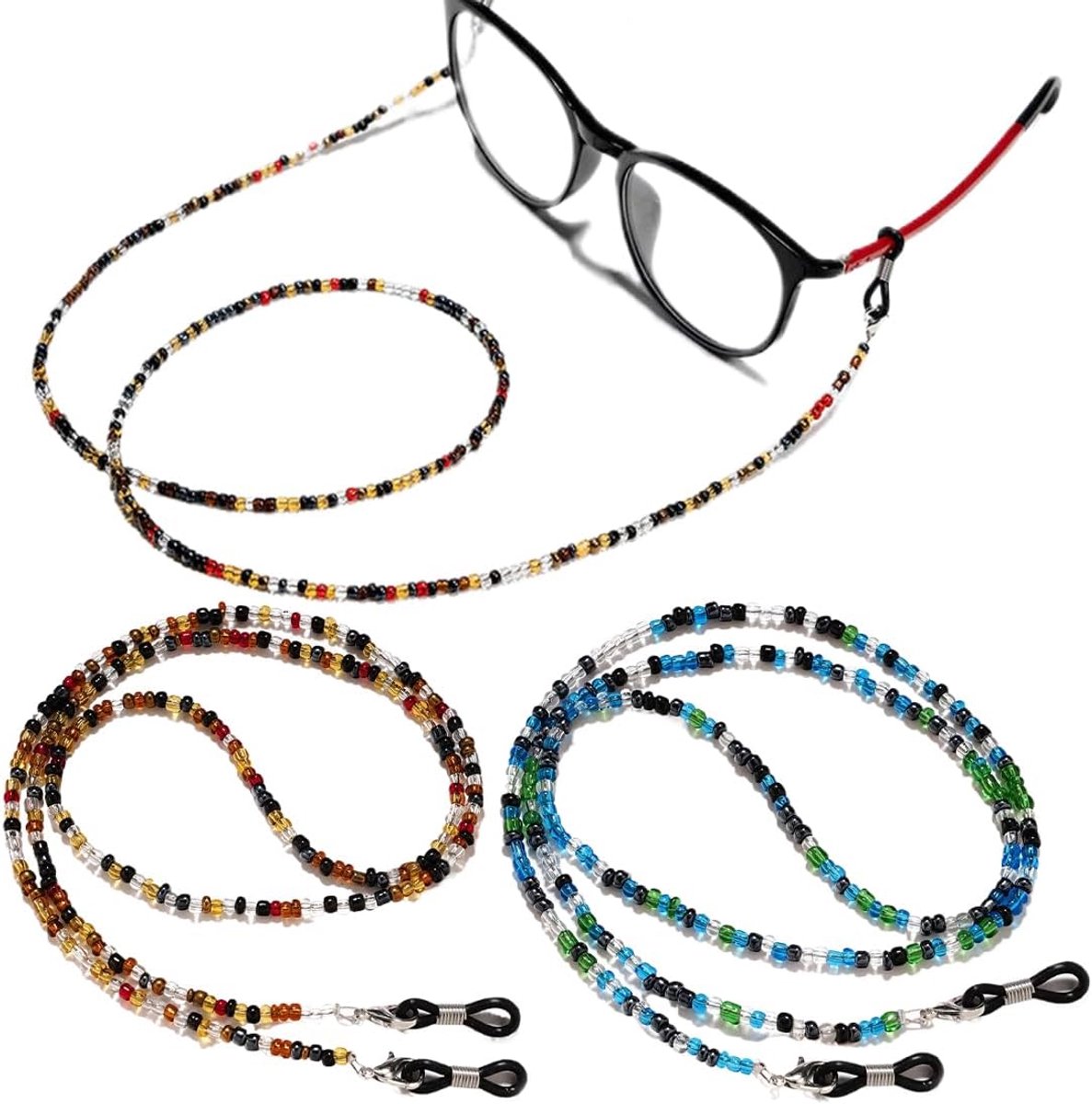 Brilketting Set van 2 - Glazen ketting - Verstelbaar en anti-slip - Ideaal voor zonnebrillen - ShopVlot