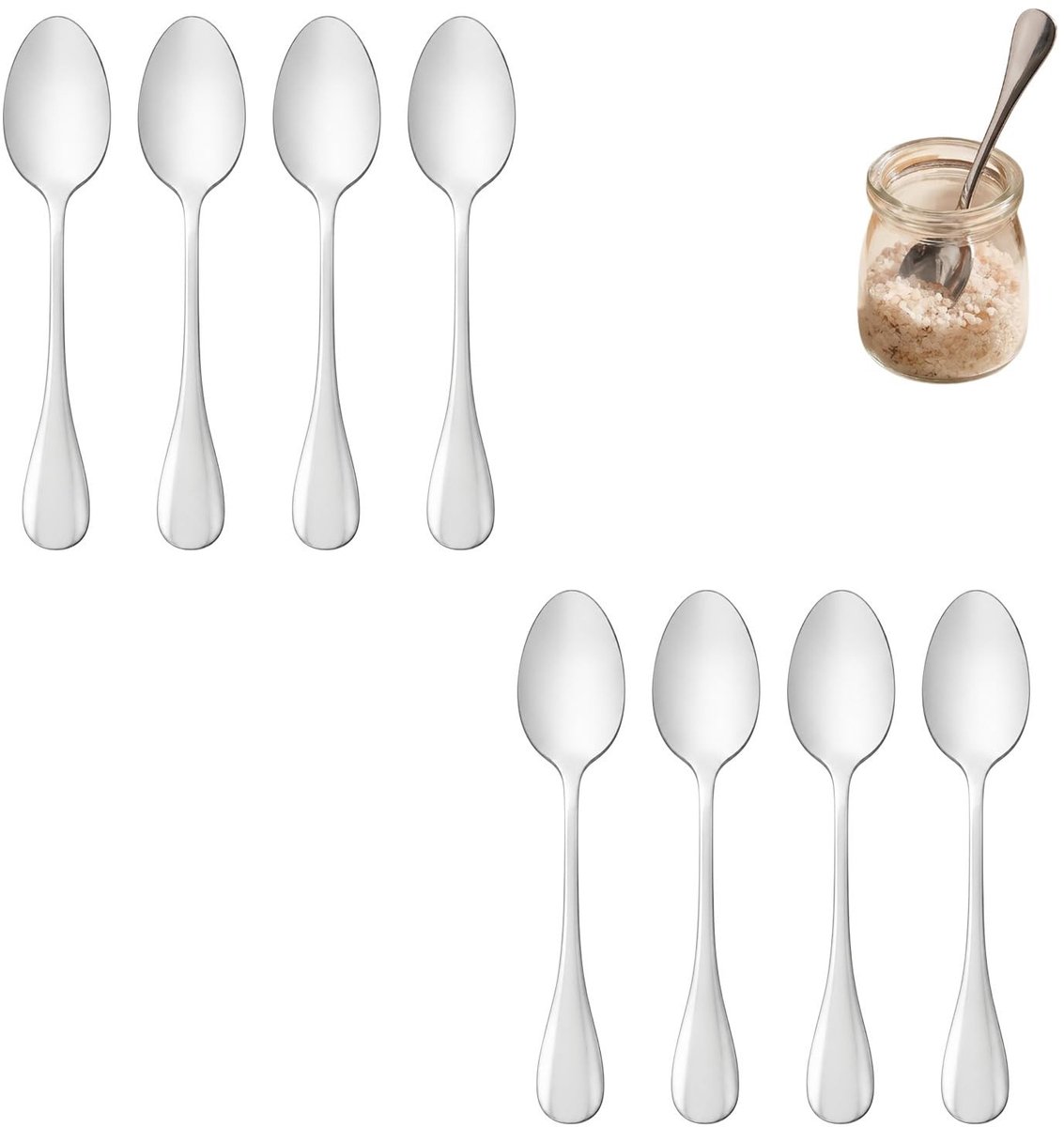 Solidchoice - Set van 8 Mini Roestvrijstalen Lepels voor Keuken