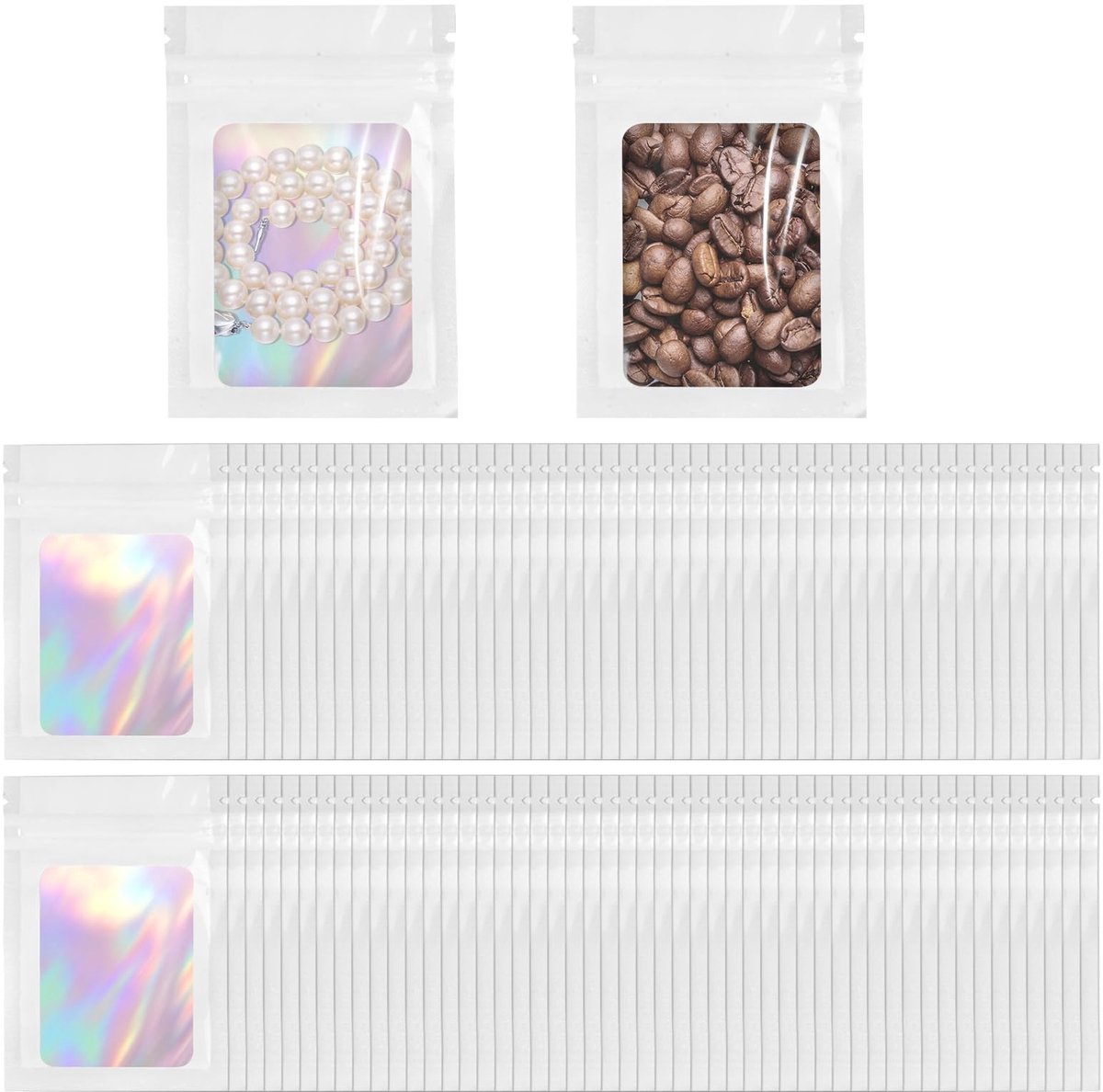 Solidchoice - 100 Stuks Holografische Zakjes 10 x 7 cm, Hersluitbaar