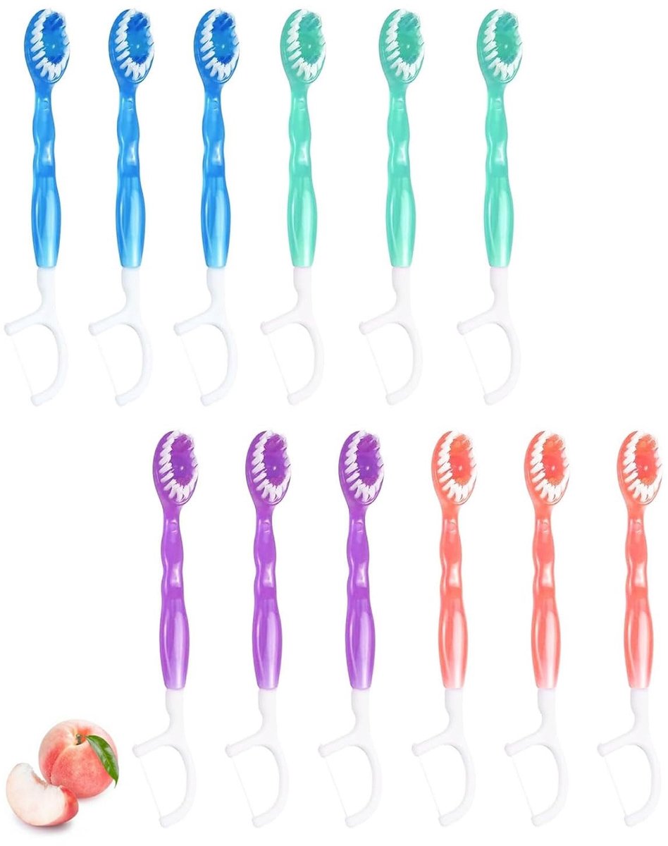 Solidchoice - Set van 12 Wegwerptandenborstels met Tandpasta en Tongschraper