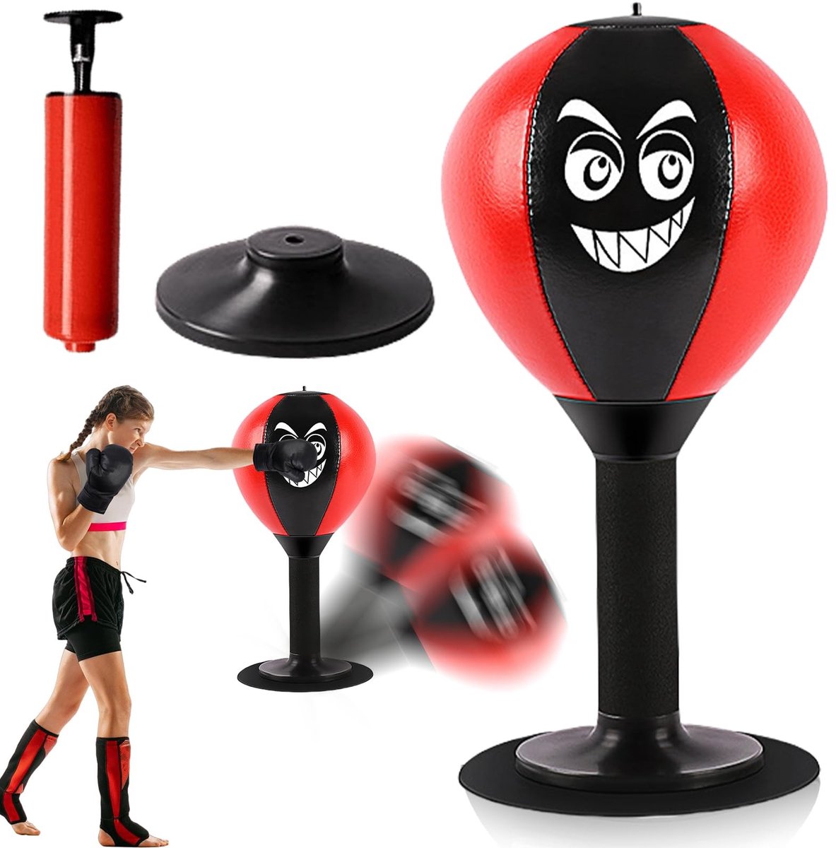 Solidchoice - Desktop Punching Bag met Sterke Zuignappen en Luchtpomp